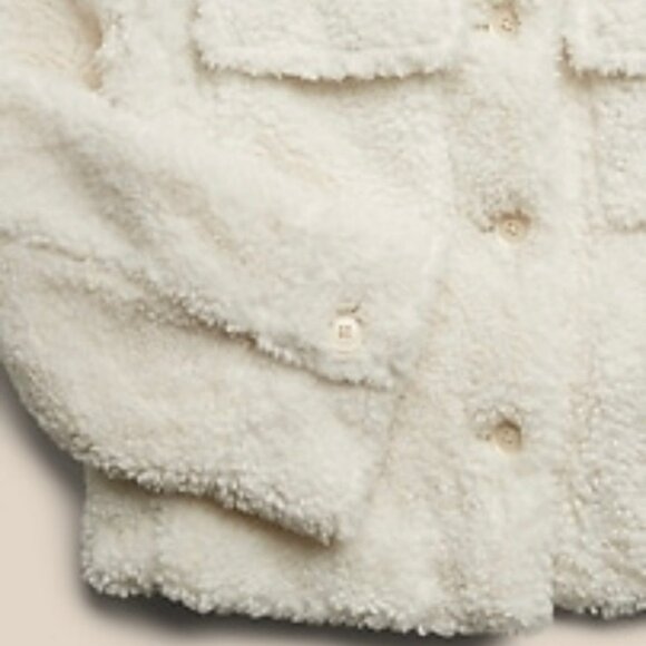 Banana Republic Cropped Sherpa Trucker Jacket Coat - Picture 3 of 12